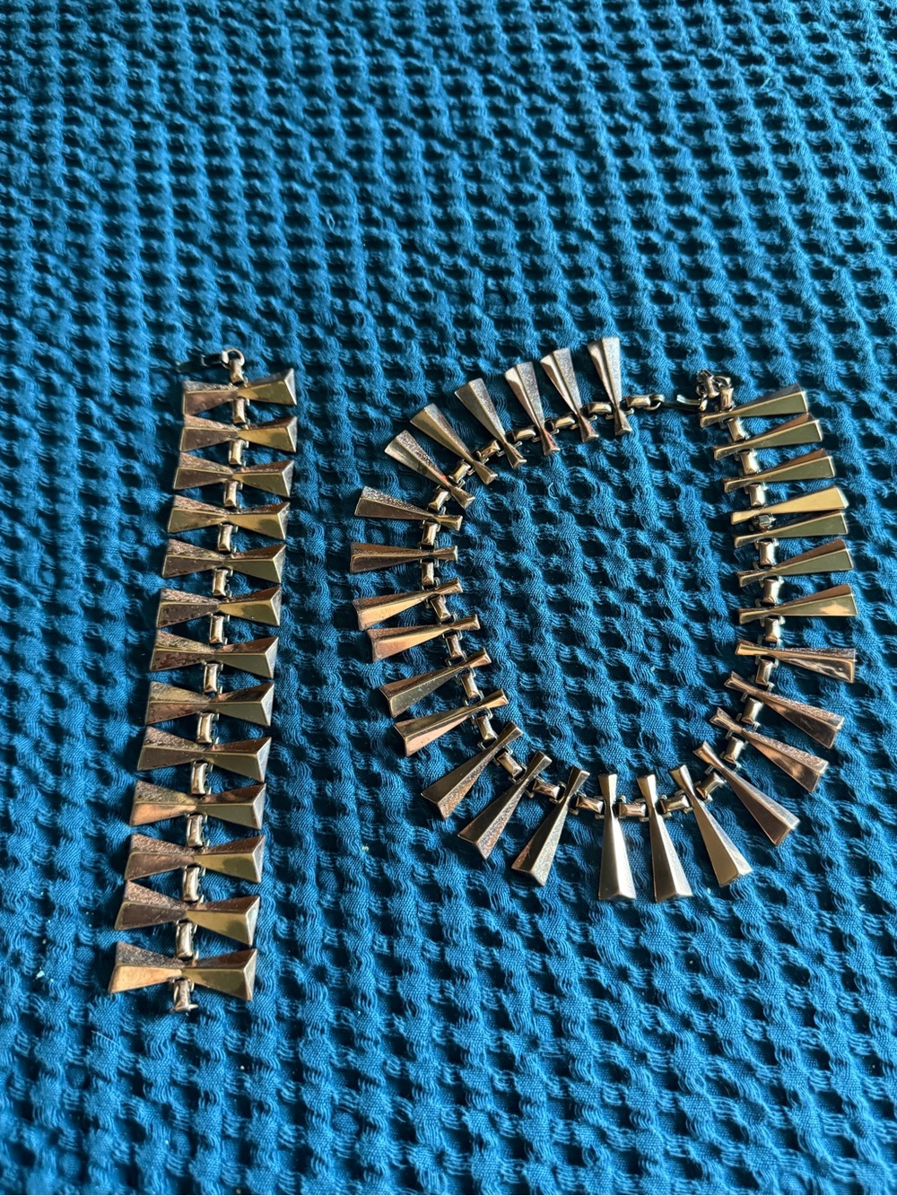 Vintage Mid Century Renoir Cooper Statement Necklace and Bracelet Set